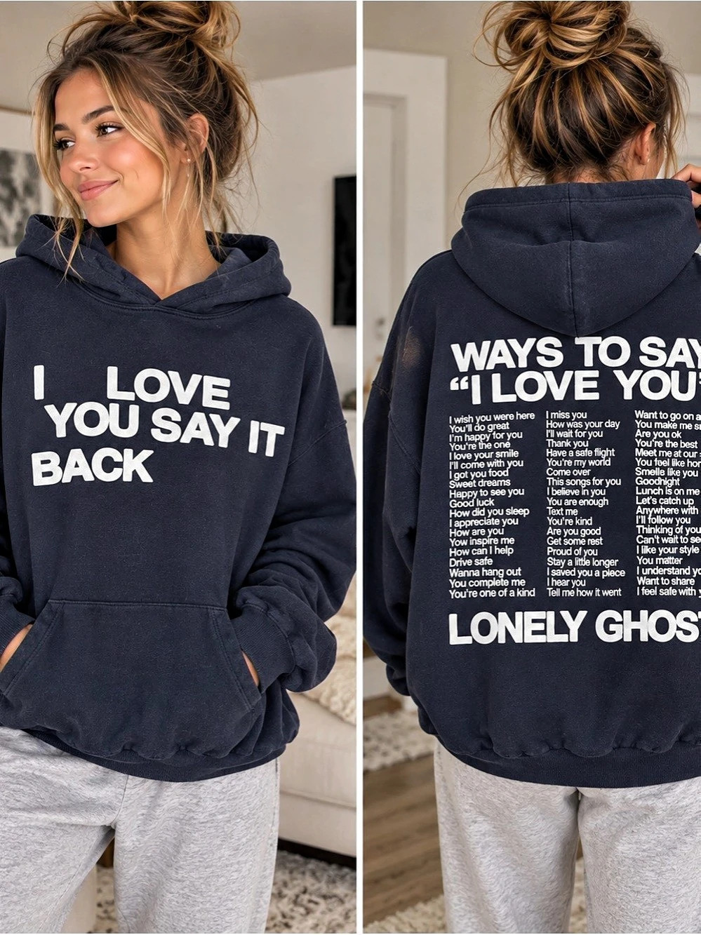 So good!! Lonely Ghost Graphic Hoodie Blue Small NWOT